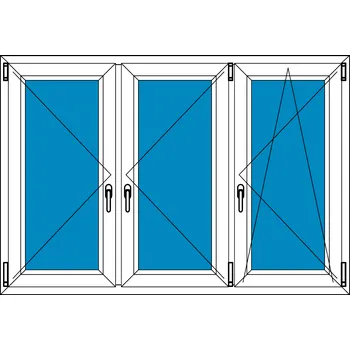 Okno Plastové okno 140x70 Trojkřídlé se sloupky Aluplast Ideal 4000 BARVA PROFILU: Bílá - Dekor