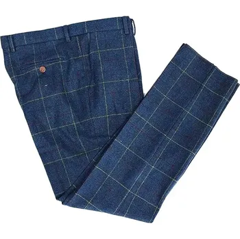 Tweedové pánské kalhoty s kostkami Barva: Modrá, Velikost: XS