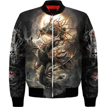 Pánská softshellová bunda Bunda bomber na zip 3D potisk dragon drak Velikost: 5XL, Barva (Varianta): Bunda 10