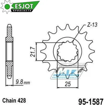 Řetězová sada pro motocykl Kolečko řetězové (pastorek) 1587-19zubů ESJOT 50-15020-19 - Yamaha FZR400 + FZR400RR + SR400 + SR500 95-1587-19-ES