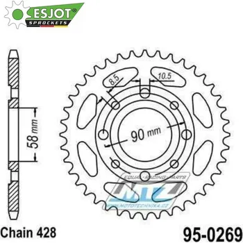 Řetězová sada pro motocykl Rozeta ocelová (převodník) 0269-51zubů ESJOT 50-15001-51 - Honda CG125+CB125+CB175+CBX125 + CM185+CM200+CT125+CT185+CT200+SL125 + XL100+XL125+XL185+XR185 + EZ90Cub + Kymco 125 Pulsar+Spike+Zing+Hipste 95-0269-51-ES