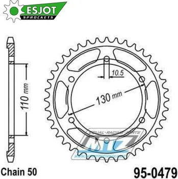 Řetězová sada pro motocykl Rozeta ocelová (převodník) 0479-48zubů ESJOT 50-35013-48 - Yamaha FZ1N + FZ1S Fazer ABS + FZ1 Fazer + FZ6 + FZ6 Fazer + XJR1300C Racer + Kawasaki GPZ500R + GPX500R + GPZ600R + Suzuki GSX-R1000 + MuZ 1 95-0479-48-ES