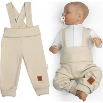 Kojenecké oblečení Rostoucí legíny se šlemi, žebrované s širokým pásem - béžové, Velikost koj. oblečení 92/98 (18-36m)