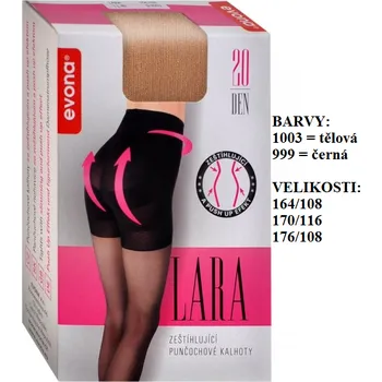 Dámské punčochy Punčochové kalhoty EVONA LARA s lycrou, stahovací Velikost: 176/108 barva 1003 - TĚLOVÁ