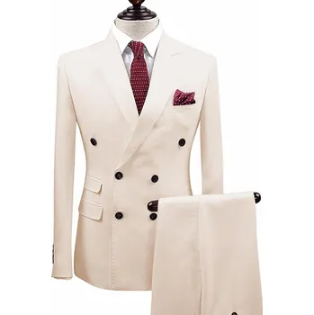 Pánský společenský oblek s dvouřadým sakem Barva: Béžová, Velikost: 3XL