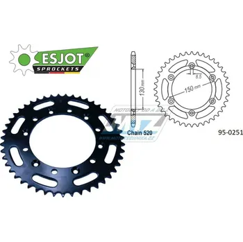 Řetězová sada pro motocykl Rozeta ocelová (převodník) 0251-49zubů ESJOT 50-32001-49 (černá) - Yamaha YZ125+YZ250 +YZF250+YZF400+YZF426+YZF450+YZF450X / 16-20+ TT-R230 / 05-20+WRF250N / 99-01+WRF250 / 07-20+WRF400 / 99-01+WRF426 YAMAHA YZ 450 F 2003-2019