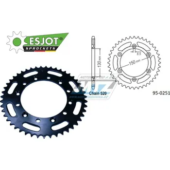 Řetězová sada pro motocykl Rozeta ocelová (převodník) 0251-48zubů ESJOT 50-32001-48 (černá) - Yamaha YZ125+YZ250 +YZF250+YZF400+YZF426+YZF450+YZF450X / 16-20+ TT-R230 / 05-20+WRF250N / 99-01+WRF250 / 07-20+WRF400 / 99-01+WRF426 95-0251-48-ES