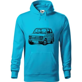 Dámská mikina Mikina - Fiat 126P - Maluch Barva: Modrá - tyrkysová (44), Velikost: XL, Střih: Pánské