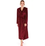 Dámský dlouhý hřejivý župan s kapucí SIENA vínová - XL