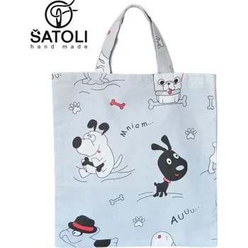 Nákupní taška Šatoli.cz Dětská nákupní taška Pejsci na šedomodré