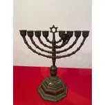 Starý mosazný židovský svícen 9ramenný