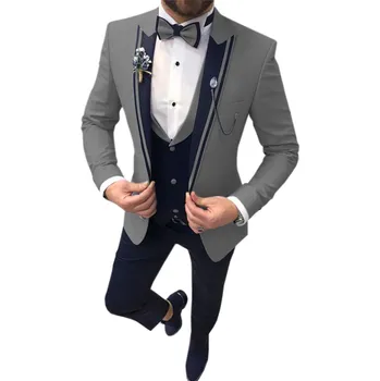 Pánský luxusní oblek 3v1 Barva: Šedá, Velikost: 4XL