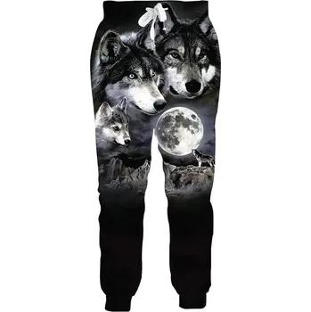 Dámské kalhoty Kalhoty s 3D potiskem CS874 Wolfs vlk Velikost: M, Barva (Varianta): Jogger kalhoty