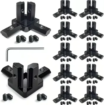 Příslušenství k 3D tiskárně Rohová spojka profilu 2020 černá (Rohová spojka profilu 2020 se šrouby pro drážku 6 mm)