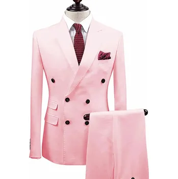 Pánský společenský oblek s dvouřadým sakem Barva: Růžová, Velikost: S