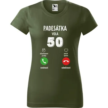 Dámské narozeninové tričko s potiskem 50 volá Barva trička: Khaki - 09, Velikost: L