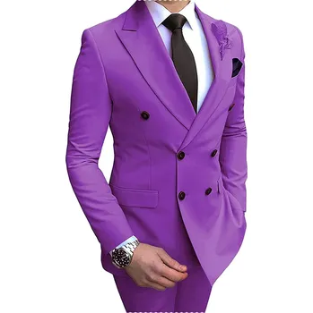 Dvoudílný pánský oblek na svatbu Barva: Fialová, Velikost: 5XL