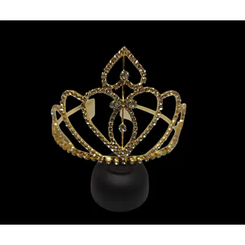 Čelenka B-TOP Slavnostní pozlacená krystalová korunka s hřebínky Heart