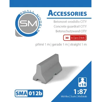 Modelová železnice betonové svodidlo CITY - přímé 1m (30 ks) Small Models 012b