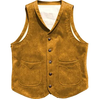 Pánská bunda Semišová pánská vesta cowboy retro Barva: Zlatá, Velikost: M