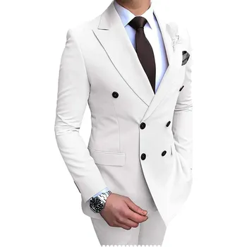 Dvoudílný pánský oblek na svatbu Barva: Bílá, Velikost: 4XL