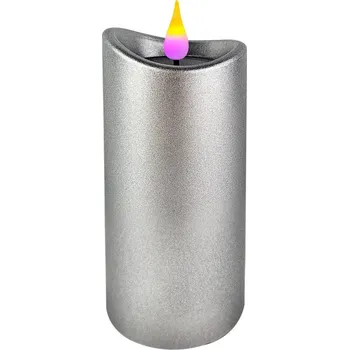 Svíčka LED svíčka 125x50 mm METAL stříbrná