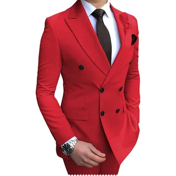 Dvoudílný pánský oblek na svatbu Barva: Červená, Velikost: M