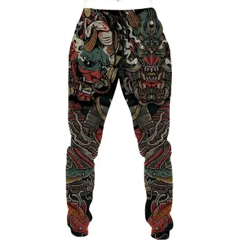 Dámské kalhoty Kalhoty s 3D potiskem Samurai Oni Mask Velikost: L, Barva (Varianta): Jogger kalhoty 4