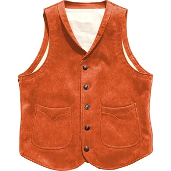 Pánská vesta Semišová pánská vesta cowboy retro Barva: Oranžová, Velikost: L
