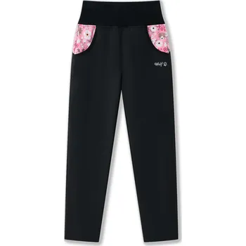 Dívčí kalhoty Dívčí softshellové kalhoty - Wolf B2585, černá / lesní zvířátka Barva: Černá, Velikost: 122