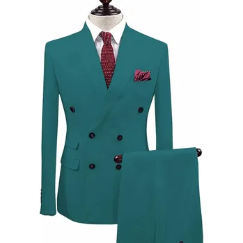 Pánský společenský oblek s dvouřadým sakem Barva: Tyrkysová, Velikost: 5XL
