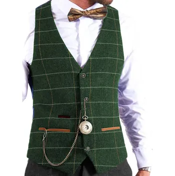 Pánská vesta Vlněná pánská vesta s proužky Barva: Zelená, Velikost: 5XL