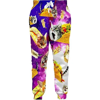 Dámské kalhoty Kalhoty s 3D potiskem Pizza Cat Animal 3D Velikost: XL, Barva (Varianta): Jogger kalhoty