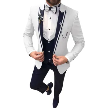 Pánský luxusní oblek 3v1 Barva: Bílá, Velikost: 4XL