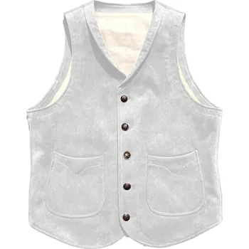 Pánská vesta Semišová pánská vesta cowboy retro Barva: Bílá, Velikost: S