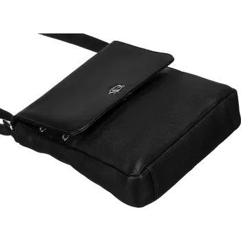 Kabelka Kožená crossbody kabelka RT06B (Černá kožená dámská kabelka přes rameno 21 x 17 x 5,5 cm, černá)