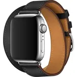 AW Kožený DOUBLE řemínek na Apple Watch - Černý Šířka uchycení řemínku: 44/45/46/49mm, Barva: Černý IR-KDD004