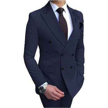 Dvoudílný pánský oblek na svatbu Barva: Tmavě Modrá, Velikost: 4XL