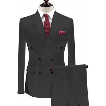 Pánský společenský oblek s dvouřadým sakem Barva: Černá, Velikost: XS