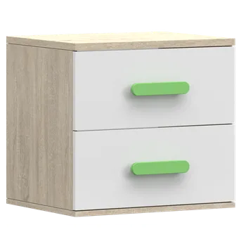 Noční stolek Nábytek PEGAS s.r.o. Noční stolek SMYK III - 22, Dub Sonoma/Bílá/Zelená