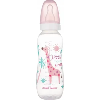 Kojenecká láhev Lahvička s potiskem Žirafka 250 ml, růžová