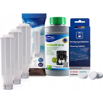 Příprava kávy 3x Filtr AL-TES46 pro kávovary Bosch + Čisticí roztok Verde 250ml + Čisticí tablety