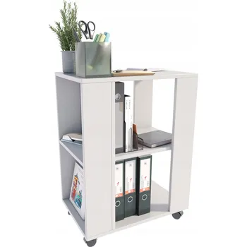 Konferenční stolek Pomocný stolek bílý, multifunkční skříňka na kolečkách pod tiskárnu PER