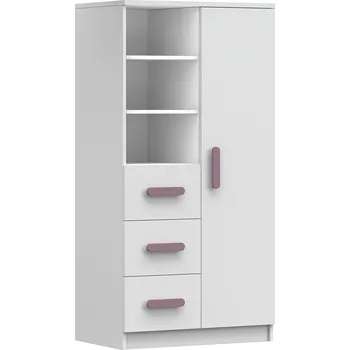 Knihovna Regál 80 3S1D SMYK I - 05, Bílá Mat/Vřes