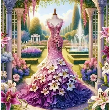 Diamantové malování Diamantové malování - Květinové šaty v zahradě (60 x 60)