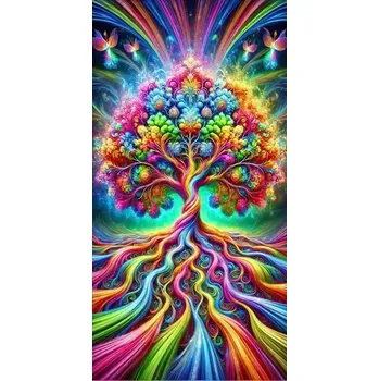 Diamantové malování Diamantové malování - Barevný crazy strom (85 x 45)
