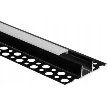 LED osvětlení Profil Černý Nástěnný pro LED Pásky, Zapuštěný do Sádrokartonu 2m
