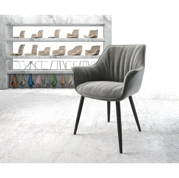 Jídelní židle Jídelní židle Keila-Flex s područkami samet šedá zúžená černá