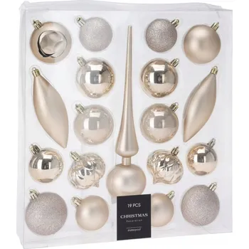 Vánoční dekorace VÁNOČNÍ BAŇKY NA STROMEČEK ZLATÉ TVARY SADA VÁNOČNÍCH OZDOB NA STROMEČEK 19 KS