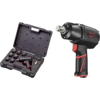 Pneumatický příklepový utahovák Mighty Seven M7 NC-6255QK - 1491Nm, 3/4", 6.3bar, 136l/min, 1.9kg, 7ks hlavic, prodlužovací nástavec, mini olejovač, kufr